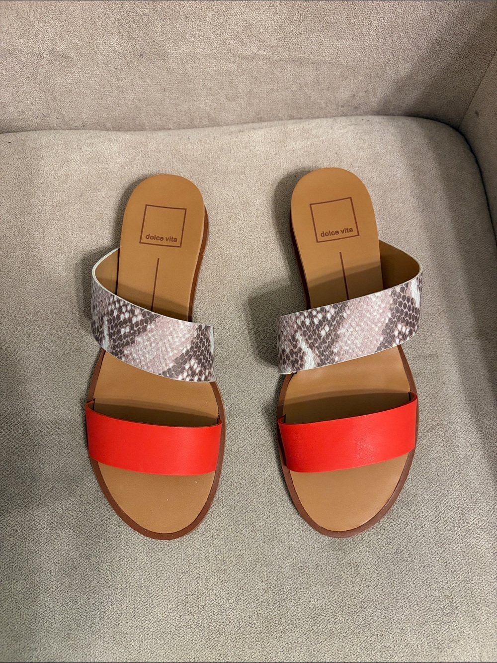 NIB Dolce Vita Snake-Print Double Strap Slide Sandals